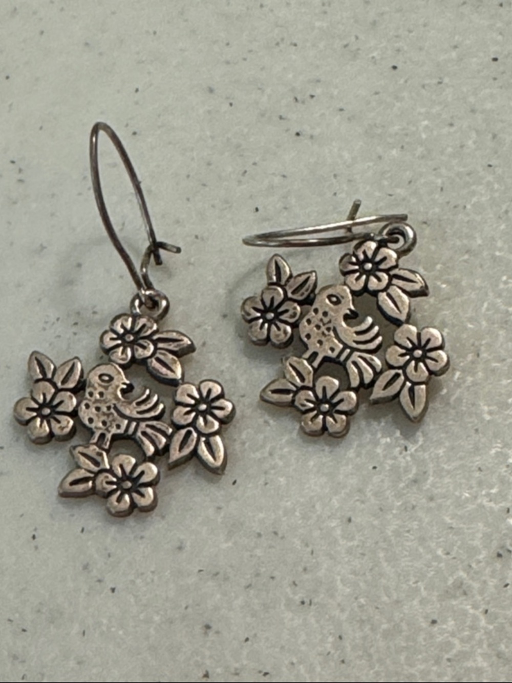 James Avery Bird & Flowers Sterling Silver Retired Earrings - Picture 2 of 6